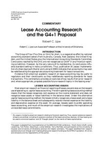 Lease Accounting Research and the G4+1 Proposal COMMENTARY Robert C. Lipe