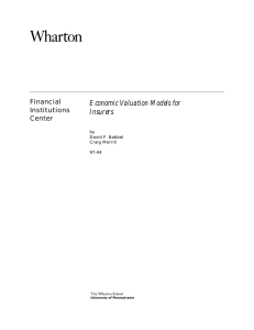 Economic Valuation Models for Insurers Financial Institutions