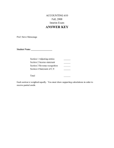 ANSWER KEY ACCOUNTING 610 Fall, 2000 Interim Exam