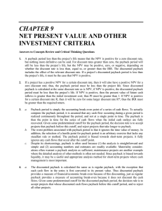 CHAPTER 9 NET PRESENT VALUE AND OTHER