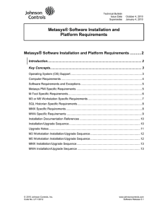 Metasys® Software Installation and Platform Requirements ®