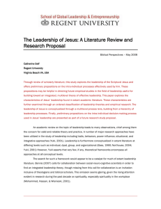 The Leadership of Jesus: A Literature Review and Research Proposal