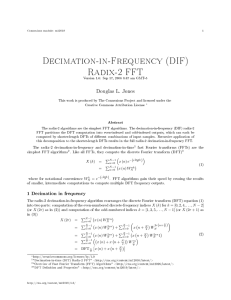 Decimation-in-Frequency (DIF) Radix-2 FFT Douglas L. Jones