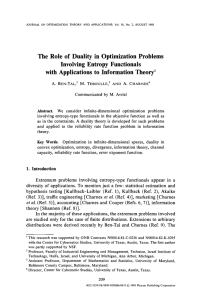 The  Role  of  Duality  in ... Involving  Entropy  Functionals