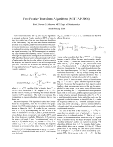 Fast Fourier Transform Algorithms (MIT IAP 2006) 10th February 2006