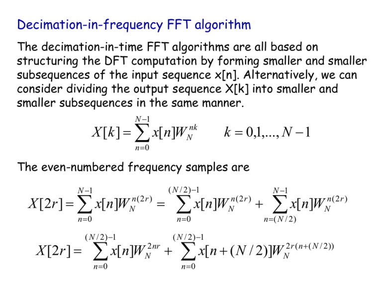 What Is The Difference Between Decimation In Time And Decimation In Frequency