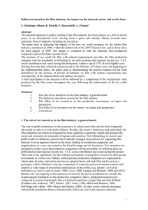 Italian tax incentives for film industry: the impact on the... F. Medolago Albani, B. Bettelli, P. Boccardelli, A. Priante*