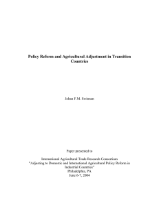 Policy Reform and Agricultural Adjustment in Transition Countries