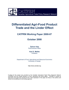 Differentiated Agri-Food Product Trade and the Linder Effect  CATPRN Working Paper 2008-07