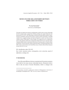 MONEY-INCOME RELATIONSHIPS BETWEEN THREE ERM COUNTRIES T C