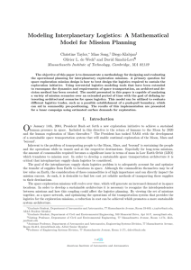 Modeling Interplanetary Logistics: A Mathematical Model for Mission Planning Christine Taylor, Miao Song,