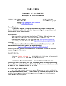SYLLABUS Economics 102.02-- Fall 2002 Principles of Macroeconomics