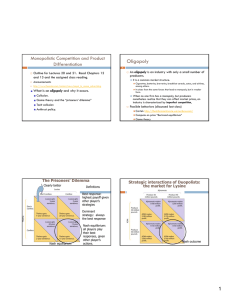 Oligopoly Monopolistic Competition and Product Differentiation