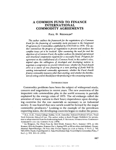 A  COMMON  FUND TO  FINANCE INTERNATIONAL COMMODITY AGREEMENTS D.