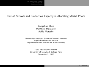 Role of Network and Production Capacity in Allocating Market Power