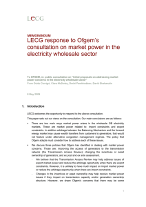 LECG response to Ofgem’s consultation on market power in the