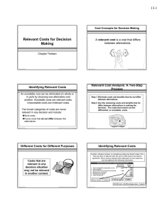 Relevant Costs for Decision Making 13-1 relevant cost