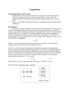 Capacitance  Pre-lab Questions and Exercises