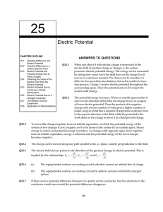 25 Electric Potential ANSWERS TO QUESTIONS Q25.1