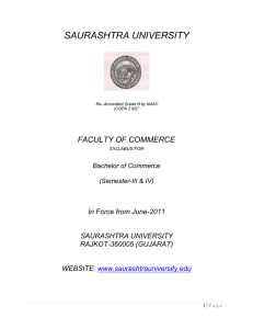 SAURASHTRA UNIVERSITY FACULTY OF COMMERCE In Force from June-2011 RAJKOT-360005 (GUJARAT)