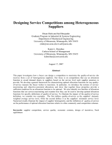 Designing Service Competitions among Heterogeneous Suppliers