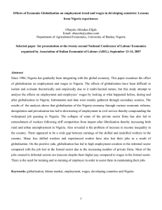 Effects of Economic Globalisation on employment trend and wages in... from Nigeria experiences.