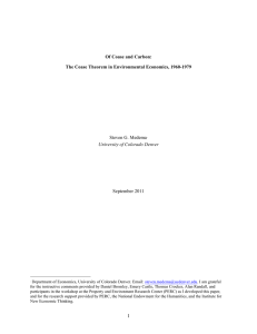 Of Coase and Carbon: The Coase Theorem in Environmental Economics, 1960-1979