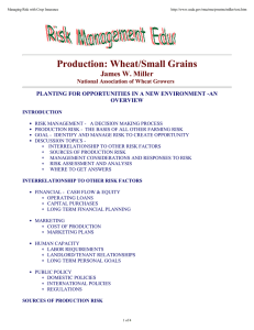 Production: Wheat/Small Grains James W. Miller National Association of Wheat Growers