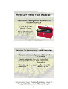 Measure What You Manage! The Financial Management Toolbox You Can’t Do Without