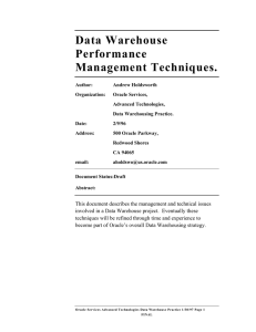 Data Warehouse Performance Management Techniques.