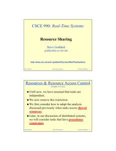 Real-Time Systems Resources &amp; Resource Access Control Resource Sharing