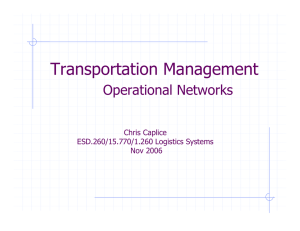 Transportation Management Operational Networks Chris Caplice ESD.260/15.770/1.260 Logistics Systems