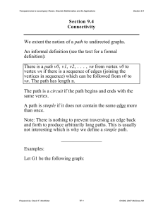 Section 9.4 Connectivity path An informal definition (see the text for a formal