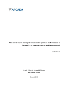 What are the factors limiting the success and/or growth of... Tanzania? – An empirical study on small business growth