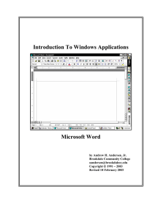 Introduction To Windows Applications Microsoft Word