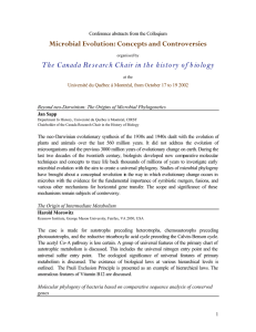 Microbial Evolution: Concepts and Controversies Conference abstracts from the Colloqium