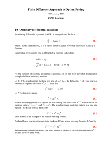 Finite Difference Approach to Option Pricing 1.0  Ordinary differential equation