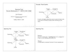 Example: Road System Spanning Trees Discrete Mathematics II — MATH/COSC 2056E
