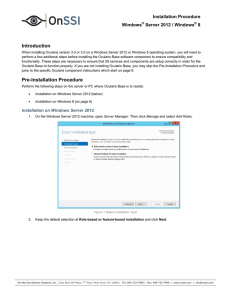 Introduction Installation Procedure Windows Server 2012 / Windows