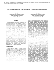 Sacrificing Reliability for Energy Saving: Is It Worthwhile for Disk...