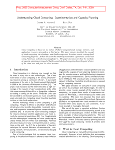 Understanding Cloud Computing: Experimentation and Capacity Planning