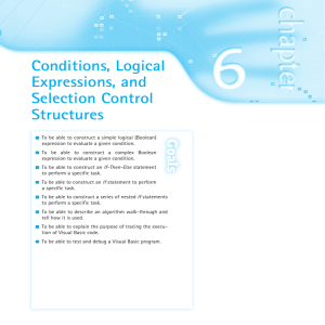 Conditions, Logical Expressions, and Selection Control Structures