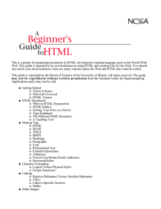 This is a primer for producing documents in HTML, the...