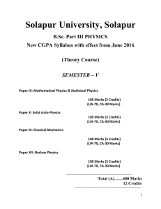 Solapur University, Solapur  B.Sc. Part III PHYSICS