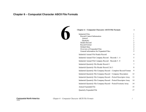 6 Chapter 6 – Compustat Character ASCII File Formats