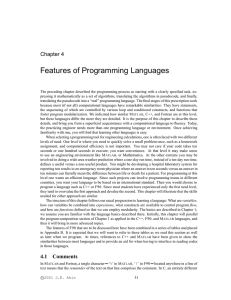 Features of Programming Languages Chapter 4