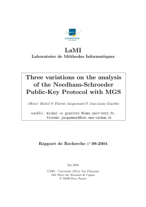 LaMI Three variations on the analysis of the Needham-Schroeder Public-Key Protocol with MGS