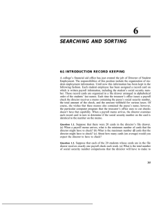 SEARCHING AND SORTING 6:1 INTRODUCTION RECORD KEEPING