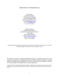 Optimal Density for Municipal Revenues  Soji Adelaja Land Policy Institute