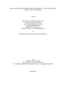 REACTIVE POWER CONSIDERATIONS IN RELIABILITY ANALYSIS OF SOLAR PHOTOVOLTAIC SYSTEMS  A Thesis